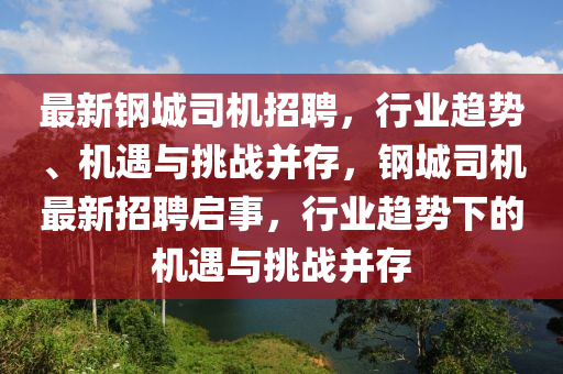 最新鋼城司機招聘，行業(yè)趨勢、機遇與挑戰(zhàn)并存山東水清源環(huán)?？萍加邢薰?，鋼城司機最新招聘啟事，行業(yè)趨勢下的機遇與挑戰(zhàn)并存