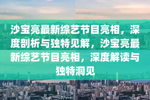 沙寶亮最新綜藝節(jié)目亮相，深度剖析與獨特見解，沙寶亮最新綜藝節(jié)目亮相，深度解讀山東水清源環(huán)保科技有限公司與獨特洞見