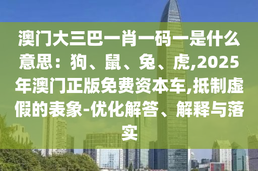 澳門大三巴一肖一碼一是什么意思：狗、鼠、兔、虎,2025年澳門正版免費資本車,抵制虛假的表象-優(yōu)化解答、解釋與落實