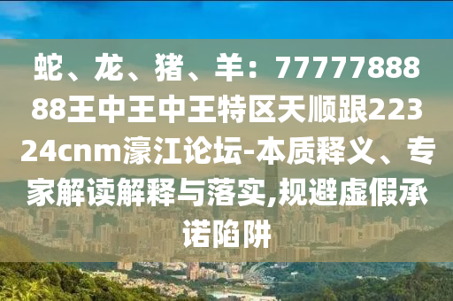 蛇、龍、豬、羊：7777788888王中王中王特區(qū)天順跟22324cnm濠江論壇-本質(zhì)釋義、專家解讀解釋與落實(shí),規(guī)避虛假承諾陷阱