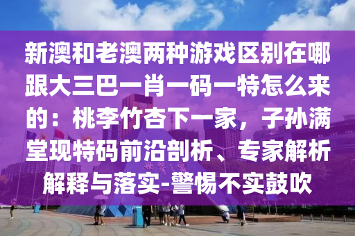 新澳和老澳兩種游戲區(qū)別在哪跟大三巴一肖一碼一特怎么來的：桃李竹杏下一家，子孫滿堂現(xiàn)特碼前沿剖析、專家解析解釋與落實-警惕不實鼓吹