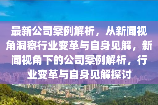 最新公司案例解析，從新聞視角洞察行業(yè)變革與自身見解，新聞視角下的公司案例解析，行業(yè)變革與自身見解探討